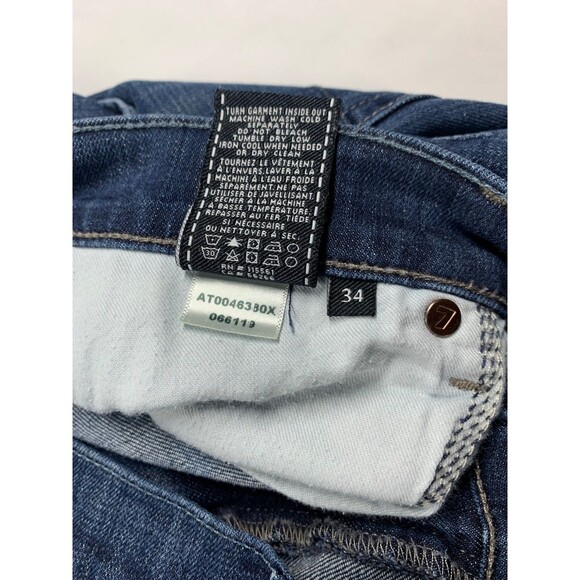 7 For All Mankind Jeans Mens 34 x 33 Austyn Straight Blue Medium Wash  Made USA - Picture 9 of 10